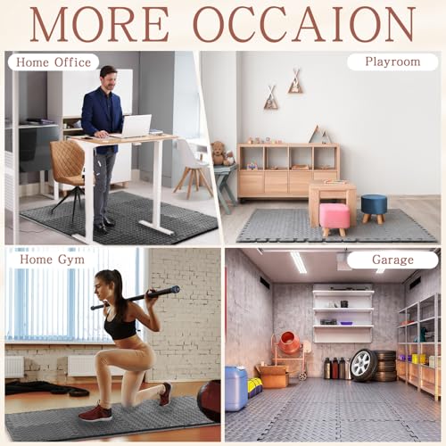 Breling 16 Pcs 0.79 in Thick Gym Flooring Mats, 12 x 12 Inch Interlocking Foam Puzzle Floor Tiles for Home Gym, Extra Thick High-Density EVA Squares Flooring Mats for Yoga Play Workout Garage Kitchen