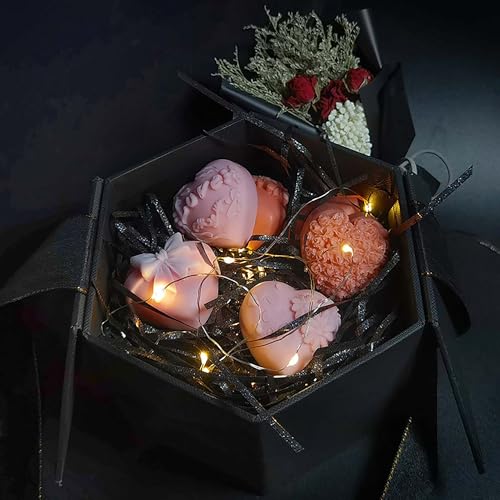 Resin Mold Clay Mold Jewelry Resin Casting Mold Candle Making Molds Craft Supplies 3D Mold Silicone Mold for Resin Casting Mold (heart-4-pack) - color: heart-4-pack