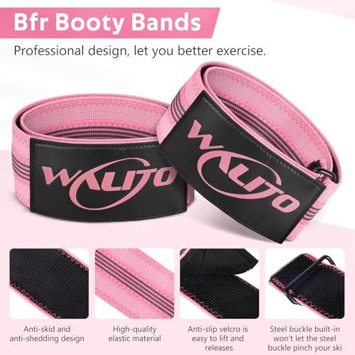 BFR Booty Bands for Women Glutes - Blood Flow Restriction Bands with Weekly Plan for Legs, Butt & Hip Building, Occlusion Bands for Workouts, Best Fabric Bands for Squat Butt & Thigh - color: Pink Bands
