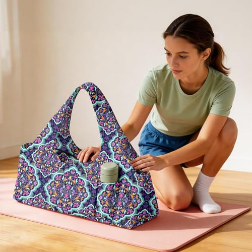 Yoga Mat Bag for Women Men Large Yoga Bag Travel - color: Purple