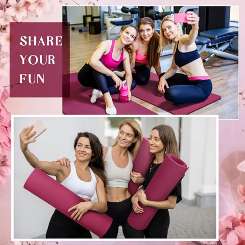 Timgle 6 Pack Yoga Mats Bulk 68x24 Inches Non Slip 4 mm Thick - color: Purplish Red