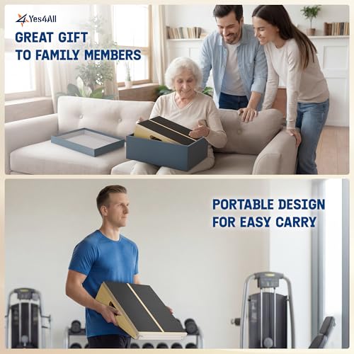 Yes4All Professional Incline Board, Slant Board Calf Stretching, Squat Wedge and Anti-Slip Surface, Portable Side Handle - color: B. 5 Angles - Full Coverage