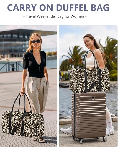 Women Weekender Travel Duffle Bag: Travel Duffel Overnight Bags with Shoe Compartment Large Carry on Tote with Toiletry Bag Weekend Traveling Yoga Gym Hospital Bag for Women with Wet Pocket Cheetah - color: 11-Cheetah Print, size: Large