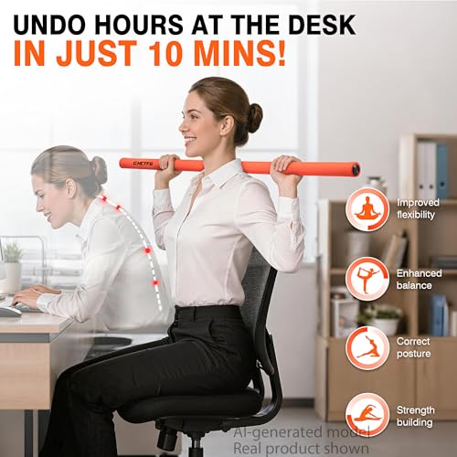 Adjustable Yoga Stick for Stretching & Balance, Upgraded Workout Pilates Equipment for Back Posture Corrector, 4-Section Steel Mobility Bar for Flexibility, Physical Therapy, Exercise Training - color: Orenge