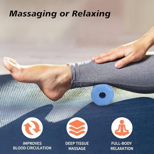 Blue Foot Massager Roller for Plantar Fasciitis, Arch Heel Pain Relief | Deep tissue massage for feet, calf, arch and heel pain. for plantar fasciitis relief, home, office and travel use - color: Blue