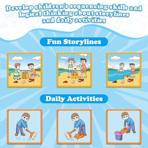Kasfalci Sequencing Cards,Sequence Board Game for Kids,Speech Therapy Materials Toys for Autism,Story Storytelling,Social Skills,Sentence Building,Preschool Learning Activities,Classroom & Homeschool - style: 3-Scene-New