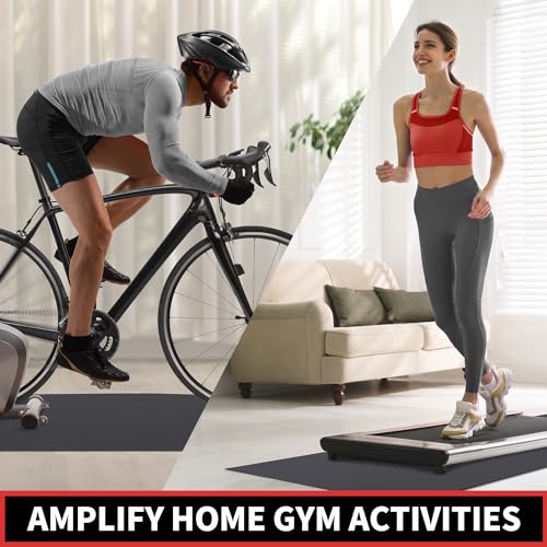 GymCope Treadmill Mat for Hardwood Floor Carpet 7'x3'/6'x3'/6'x2.5'/4'x2' - color: 72"x36"x6mm High-density-black