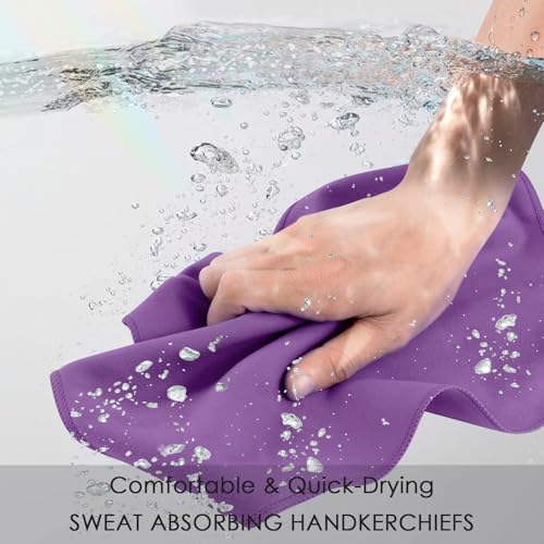 HOULIFE Sweat Absorbing Handkerchief for Men, Microfiber Quick-Dry Towels | Rags for Gym Sport Workout, Sweat Towel for Hand, Absorbency, Comfortable - color: Purple