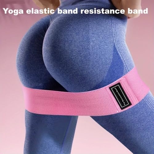 1PC Fabric Resistance Bands for Women & Men, Glute & Leg Exercise Bands for Strength Training & Yoga - color: Pink