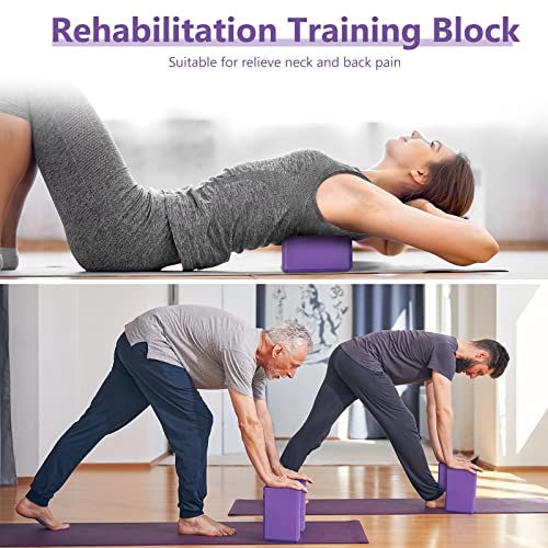 Lenwen 30 Pcs Purple Yoga Blocks Bulk 9'' x 6'' x 3'' EVA Foam Blocks Non Slip and Light Weight Gymnastic Blocks High Density Dance Blocks for Yoga Stretching Dance Pilates Meditation Accessories