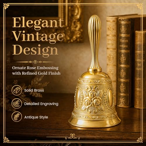 DOMESTAR Golden Hand Bell, Service Dinner Bell - color: Gold