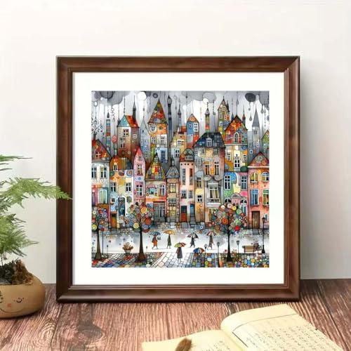OJTOYART 5D Castle House Diamond Art Kits for Adults,Colorful Umbrella Full Round Drill Diamond Painting Kits,DIY Diamonds Dots Paint by Gem Art,Beginner Home Wall Decor 13.79 X 13.79 Inch - color: YP048