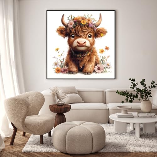 GEEHEIY Framed Paint by Numbers Kit for Adults, Highland Cow, 10 x 10 Inch | DIY Adult Paint by Number Kit for Beginners, Farmhouse Wall Decor, Stress Relief Craft Gift, Creative Hobby - color: TRTDOP1PF04