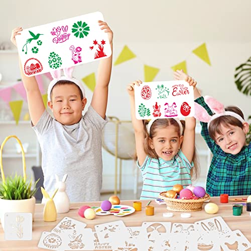 Augshy 56 Pack Easter Stencils, Christian Reusable for Painting Crafts | Holiday Stencils Set, Scrapbooking and Drawing, Wall Floor Decor, DIY Rock Painting, Art Projects, 3 Inch, Easter Painting - style: Easter