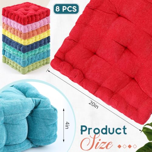 Jerify Multicolored 8 Pcs Large Floor Pillow Cushion,Square 20 x 20 - color: Multicolored, size: Square 20 x 20