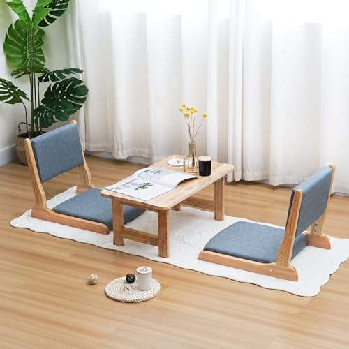 Japanese Floor Chair with Back Support, Foldable Meditation Chair, Legless Tatami Chair with Cushion, Floor Seat for Living Room, Bedroom, Bay Window (1, Dark Gray) - color: Dark Gray