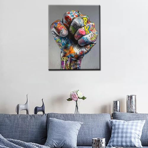 Tucocoo DIY Painting by Numbers Kits for Adults - Clenched Fist Doodle - Oil Painting Digital on Canvas Wall Art Decoration Gift 16Inch X 20Inch - color: 20 Styles Graffiti 05, size: 16''Wx20''H(DIY frame)