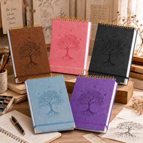 Blank Notebook Journal, Hardcover Sketchbook, 300 Page No Bleed Thick Paper | Top Spiral Notebook A5, Art Embossed Leather Unlined Sketch Pad for Women Men Kids Smooth Journaling Sketching Gifts,Lay Flat - color: Purple, size: A5 (8.5” x 5.5”)