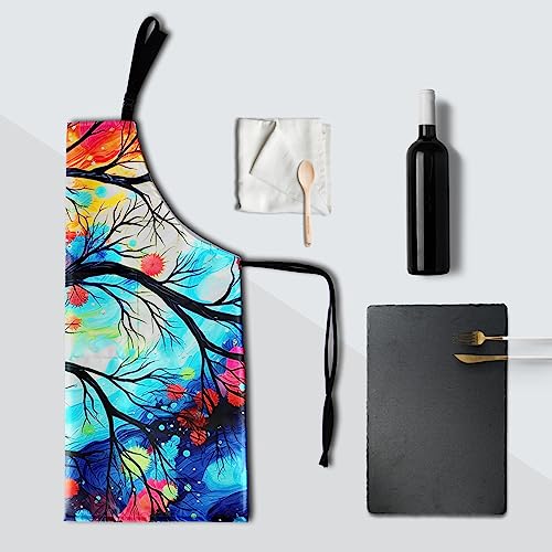 Artist Painting Apron with 2 Pockets Painters Art Aprons Gifts for Women Men - color: Abstract Tree Drawing Art