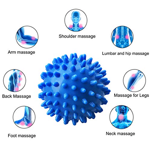 PGYUD Spiky Massage Ball – Trigger Point & Plantar Fasciitis Relief – Deep Tissue Roller for Feet, Back, and Muscles (Blue) - color: Blue-1 Pack