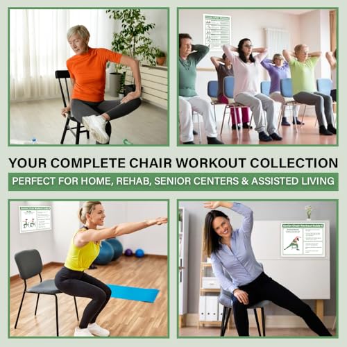 Senior Exercise Chair Workout Poster, 30-Day Stretching and Gentle Seated Exercise Chart