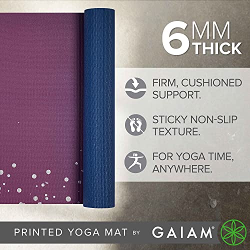 Gaiam Premium Yoga Mat, 6mm Thick Print Mat | Premium 6mm thick cushioning for joint support. Non-slip print design for yoga, Pilates & floor workouts. - color: Sublime Sky