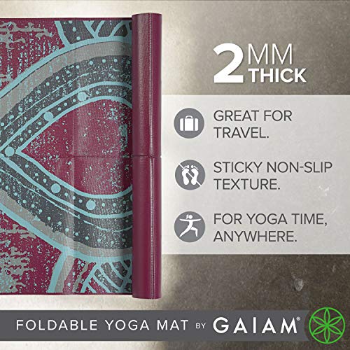 Gaiam Foldable Yoga Mat, 2mm Icy Paisley - color: Be Free