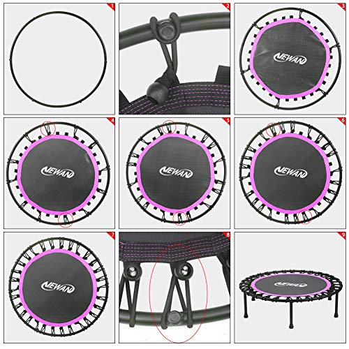 Newan 40"-48" Silent Mini Trampoline Fitness Trampoline Bungee Rebounder Jumping Cardio Trainer Workout for Adults-Max Limit 330lbs - color: A 40" Round Pink (NO Handle)