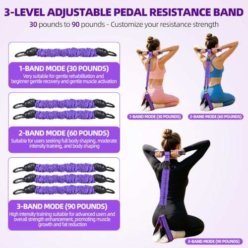 2026 New Resistance Band with Handles&Non-Slip Comfort Pedals, 90LBS Adjustable Latex Bandsfor Women and Men - color: Black