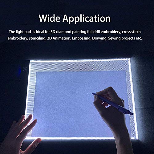 A4 Light Pad for Diamond Painting, Diamond Art Light Board, USB Powered | Led Light with 3 Level Brightness Apply to 5D Diamonds Art Craft, Sketching, Animation,Weeding Vinyl - size: A4