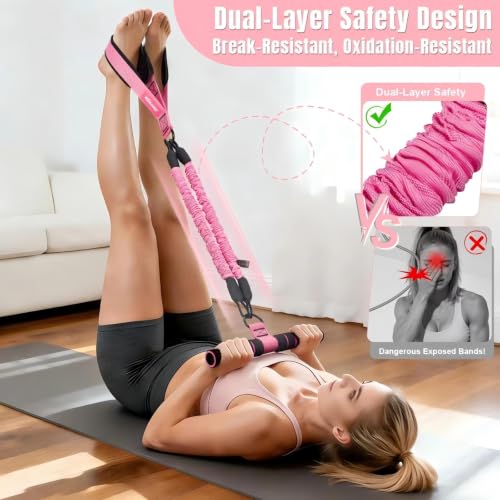 Pedal Resistance Bands Set with Handles, 6-Tube Elastic Stretch Bands - color: Purple