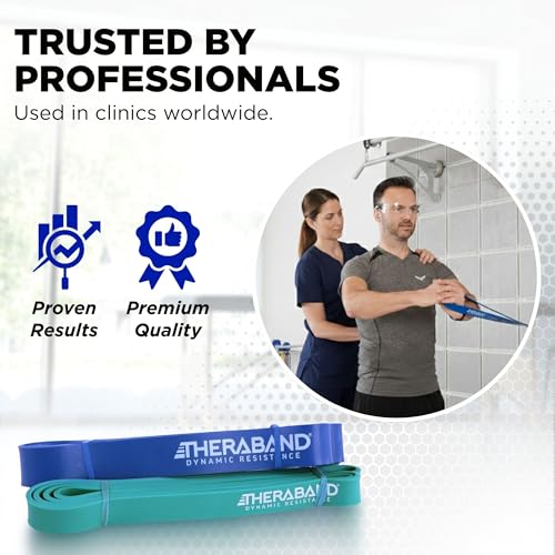 THERABAND High Resistance Band Set of 2, Exercise, Workout, Loop, M, 2-Pack | Elastic resistance band for exercise, strength training, stretching and physical therapy - size: 2 Pack Medium (25-35 lbs)