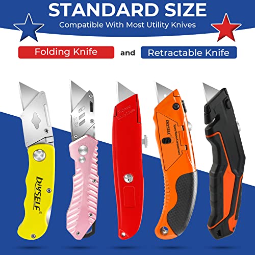 DIYSELF 200 Pack Utility Knife Blades, SK5 Box Cutter Blades with Dispenser | Heavy-Duty Razor Knife Blades for Cardboard, Carpet and Leather, Box Cutter Replacement Blades for Vinyl, Rope and Packages - size: 200-Pack