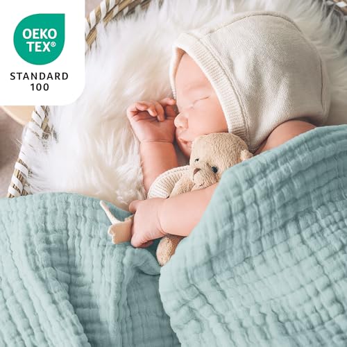 Love's cabin 100% Cotton Muslin Blanket, 6 Layer Lightweight Breathable Gauze Large Throw Blanket 50 x 70 Inches, Soft Cooling All Season Blanket for Couch or Sofa, Cyan - color: Cyan, size: Large Throw(50"x70")