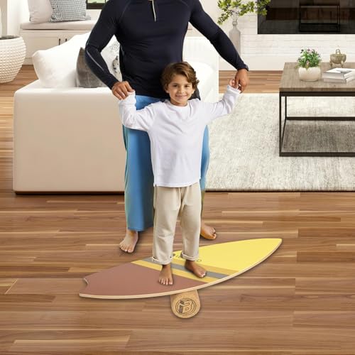 Balance Board w/Rollers – 10-Layer Wood Wobble Board for Core Strength