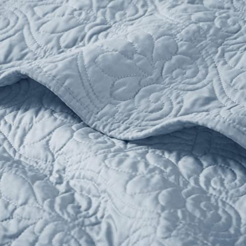 Madison Park Damask Quilting Design Throw Blanket, 60"x70" - color: Blue, size: 60"x70"