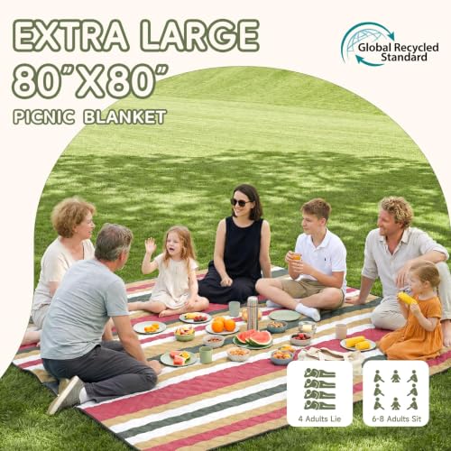 Genovega Waterproof Beach Blanket Picnic Outdoor Mat Rug Mama Mommy Mom Ever from Daughter Son Birthday Groom Bride Law Step Stepmom Present Regalos para el día de Las - color: Brown Black Stripe