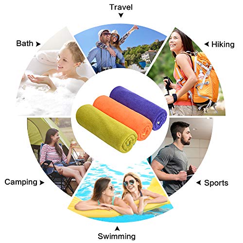 SINLAND Microfiber Gym Towels, Workout Sweat Towel 16x32In - color: Grape+pumpkin+chartreuse
