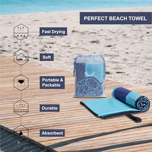 4Monster Quick Dry Beach Towel, Ultra Absorbent Microfiber Travel Towel, Lightweight & Compact for Beach, Swimming, Camping, Pool, Water Sports & Yoga - color: 01sea turtle, size: 63.00" x 31.50"