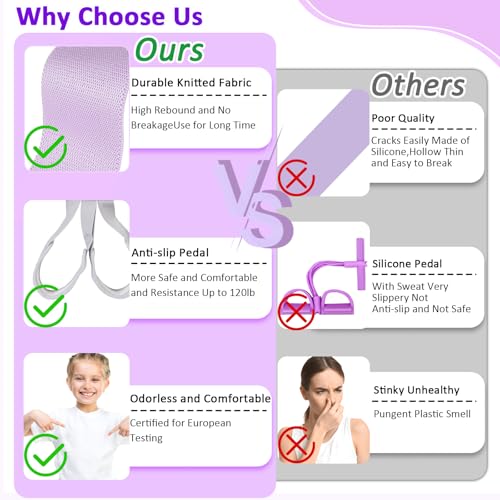 Fabric Resistance Band with Handles,Non-Slip Foot Pedal Puller Resistance Band for Legs & Glutes Working Out,Portable Yoga & Physical Therapy&Home Fitness Accessories for Women & Men - color: 1pc pink & 1pc purple