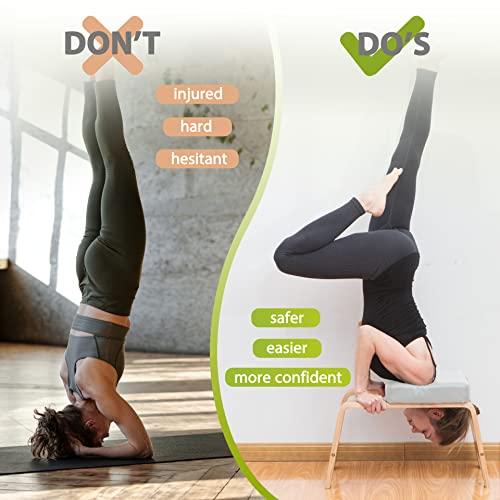 BODY RHYTHM Yoga Headstand Bench, Yoga Inversion Chair, Headstand Trainer for Relieve Stress, Improve Sleep & Digestion and Strength Training, Ideal for Home Workout, Fitness and Gym - color: Classic White
