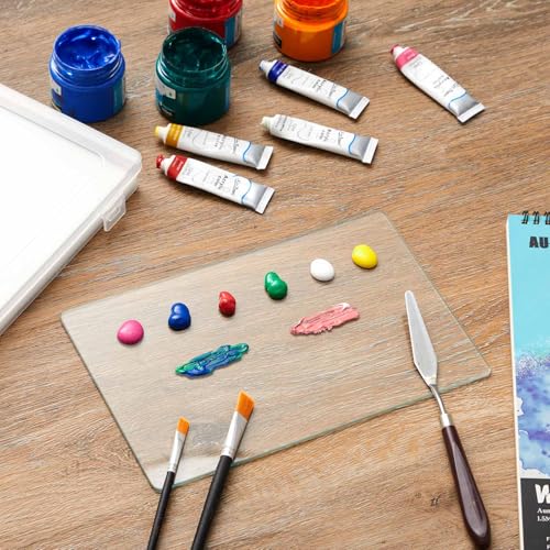 Nuanchu 1 Set Glass Oil Paint Palette, Airtight, 10.24 x 6.8 Inches, Clear | Handy Tempered Glass for Oil Painting, Moisture-proof lid Keep Paint Fresh, Portable Travel Outdoor, Leak-proof Airtight Seal - color: Clear, size: 10.2" x 6.8" x 1.2"