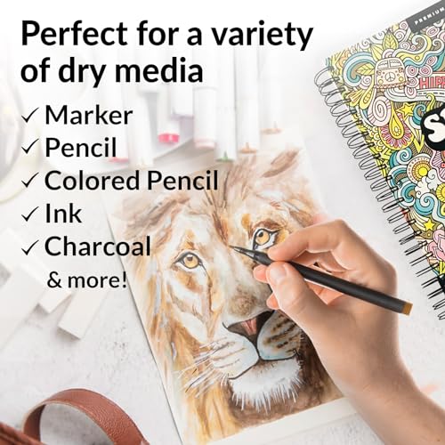 HIPPIE CRAFTER Marker Sketch Book - 2 Pack 9 x 12 Inches Spiral-Bound Sketchpad, 100 Sheets, 65lb Paper for Drawing & Markers, Ideal for Adults, Artists