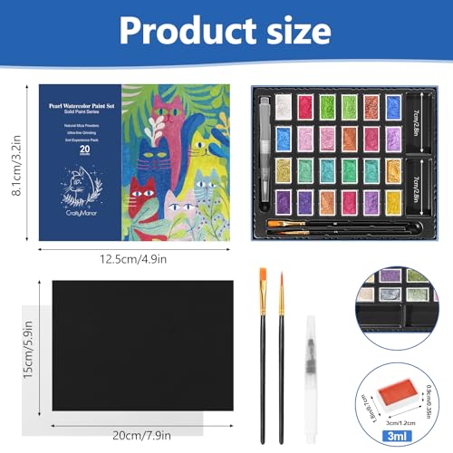 CraftyManor 3ml Forestry Shifting Watercolor Painting Set, 24 Color Shifting Watercolor Paint Set, Shimmer Metallic Watercolor Paints Set, Glitter Watercolor Paint, Solid, Matisse Style - color: Upgraded Matisse 24 Colors