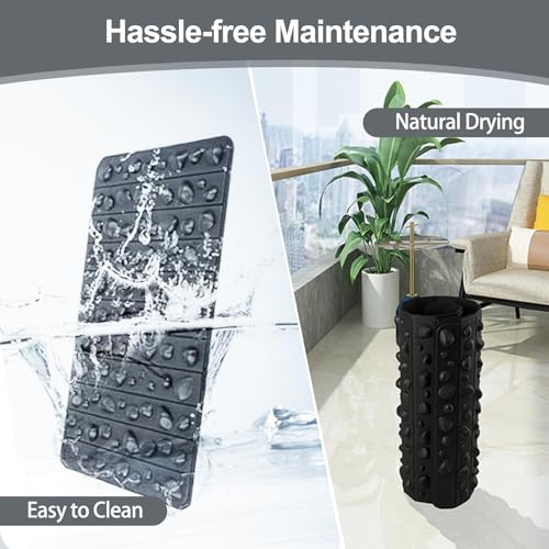 Portable Feet Acupressure Mat, Foldable Foot Massager Mat, Pressure Point Massage Pad, Anti Fatigue Office Standing Desk Stand Up Pad, Relieve Foot Pain(27.6"x16.7") - color: Black - Large