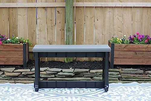 Bench, Deep Grey Top with Black Sides, 1 Pack - Proudly Made in The USA, Click and Lock Hardware-Free Assembly, Durable and Stylish Outdoor Seating - color: Deep Grey/Black, size: 1 Pack