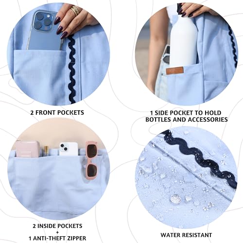 Folkulture Beach Tote Bags For Women, Beach Must Haves 2026-18x15 Inch | Waterproof,Sandproof, Large Tote Bags for Women, Swimming Pool, Beach Essentials, Simple Modern Pool Bag, Bolsos Para Mujeres - color: Ice Blue