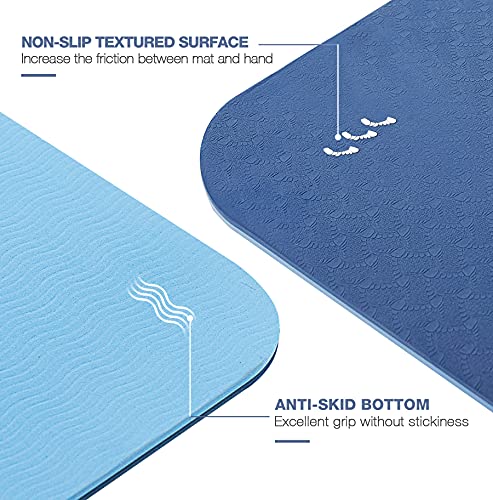 UMINEUX Large Yoga Mat for Men and Women 1/4 & 2/5 Inch Extra Thick TPE Fitness Mat for Home Gym Workout, Non-Slip, Eco Friendly Exercise Mat for Yoga, Pilates, Stretching, Meditation - color: Moonlight Blue & Alaskan Blue, size: 72"x48"x1/4"