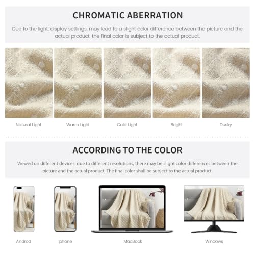 BOURINA Faux Cashmere Throw Blanket, Soft Sofa Blanket, Beige 50x60 inch - color: Beige