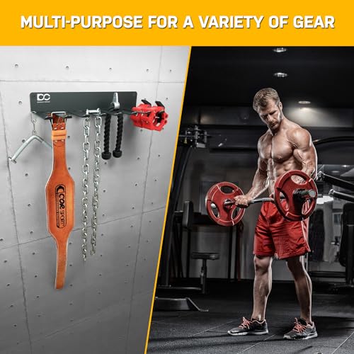 Double Circle Gym Equipment Storage Rack - Multi Purpose Gym Equipment Wall Rack Hanger for Pro Home Gym Storage for Exercise Bands, Barbell Bar, Jump Ropes, Chains, Lifting Belts (17" - Hooks) - color: Black: 8 Extended Hooks